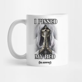 i pissed my bed badass skeleton Mug